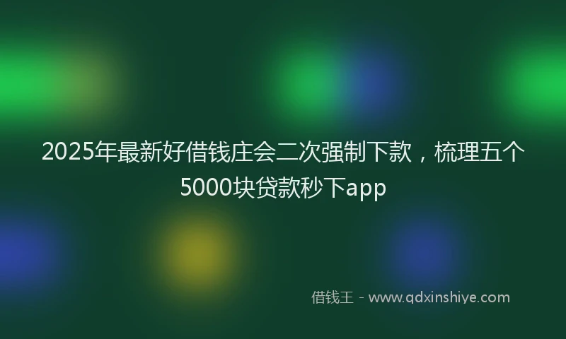 2025年最新好借钱庄会二次强制下款，梳理五个5000块贷款秒下app