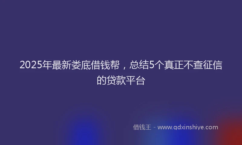 2025年最新娄底借钱帮，总结5个真正不查征信的贷款平台