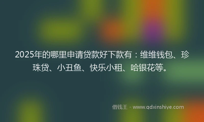 2025年的哪里申请贷款好下款有：维维钱包、珍珠贷、小丑鱼、快乐小租、哈银花等。