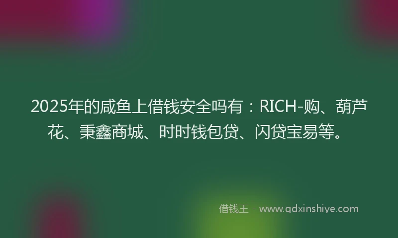 2025年的咸鱼上借钱安全吗有：RICH-购、葫芦花、秉鑫商城、时时钱包贷、闪贷宝易等。