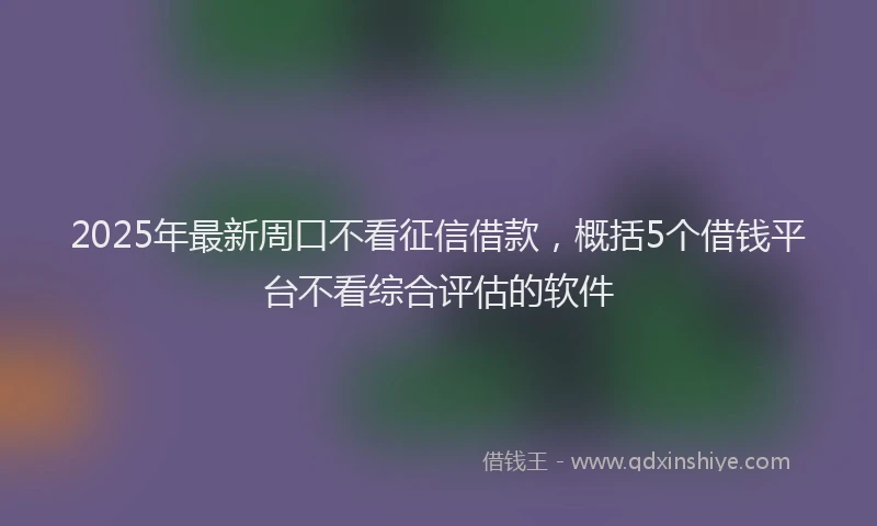 2025年最新周口不看征信借款，概括5个借钱平台不看综合评估的软件