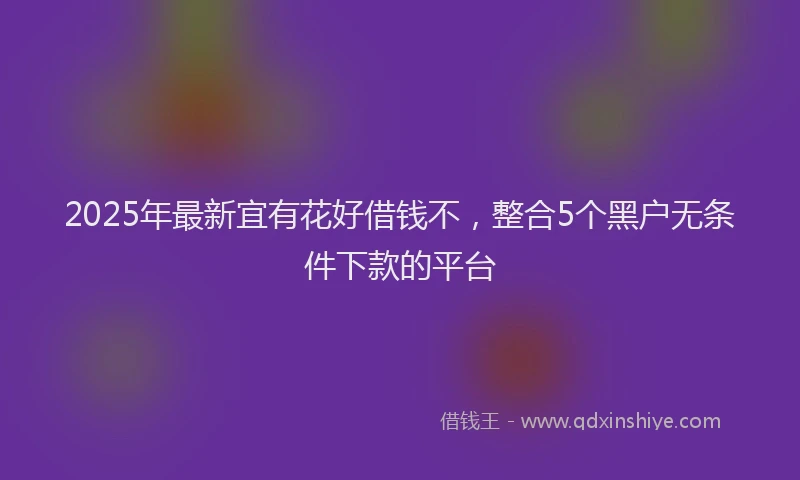 2025年最新宜有花好借钱不，整合5个黑户无条件下款的平台