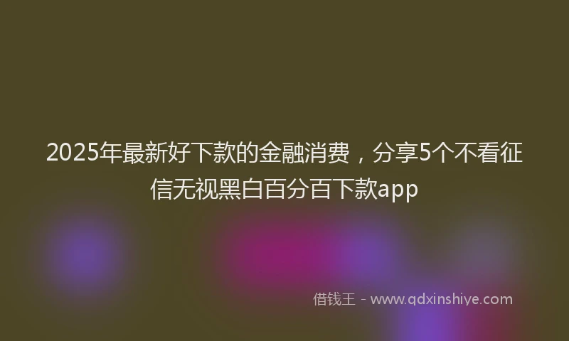 2025年最新好下款的金融消费，分享5个不看征信无视黑白百分百下款app