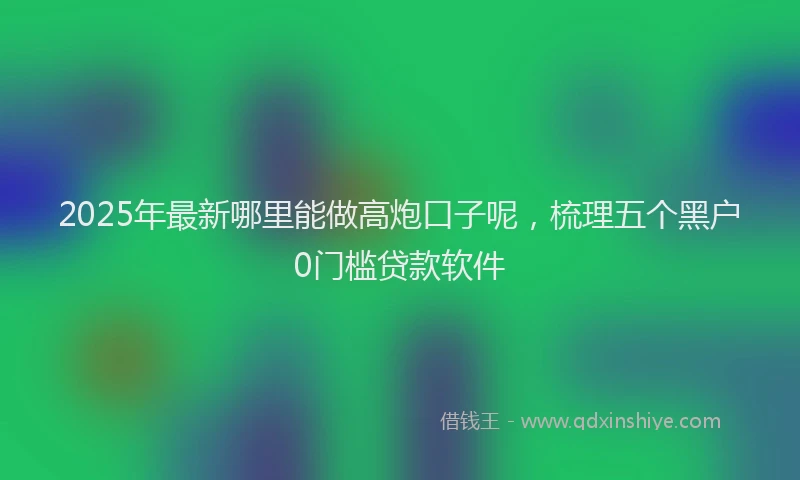 2025年最新哪里能做高炮口子呢，梳理五个黑户0门槛贷款软件