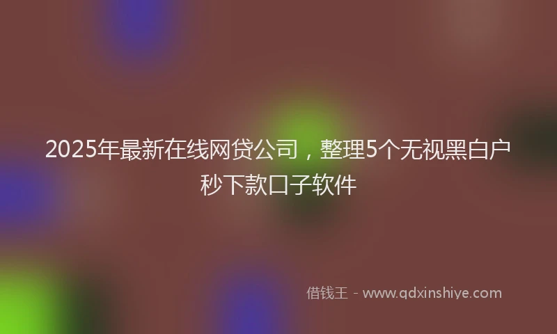 2025年最新在线网贷公司，整理5个无视黑白户秒下款口子软件