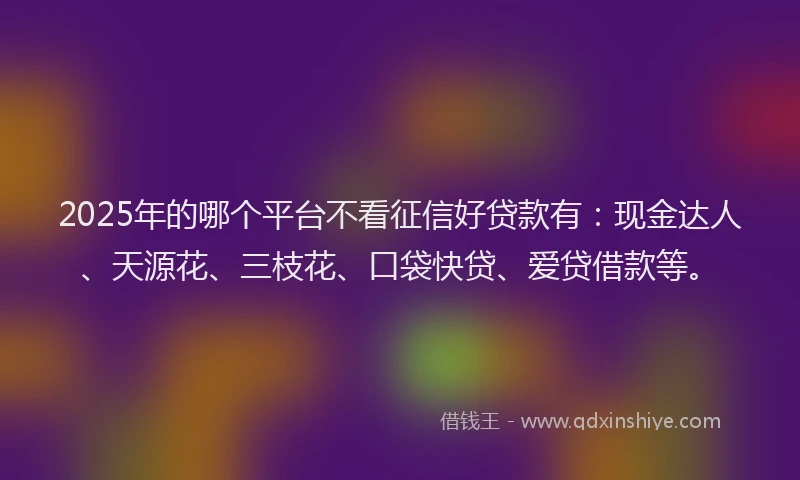 2025年的哪个平台不看征信好贷款有：现金达人、天源花、三枝花、口袋快贷、爱贷借款等。