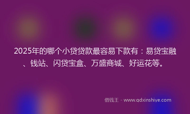 2025年的哪个小贷贷款最容易下款有：易贷宝融、钱站、闪贷宝盒、万盛商城、好运花等。