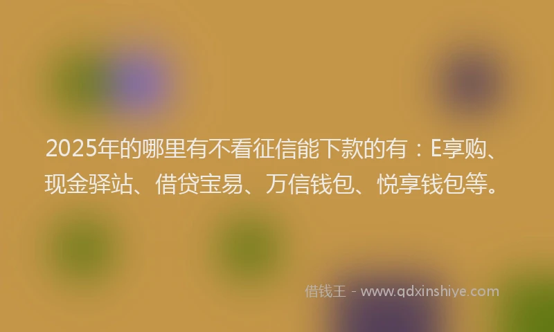 2025年的哪里有不看征信能下款的有：E享购、现金驿站、借贷宝易、万信钱包、悦享钱包等。