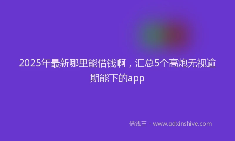 2025年最新哪里能借钱啊，汇总5个高炮无视逾期能下的app