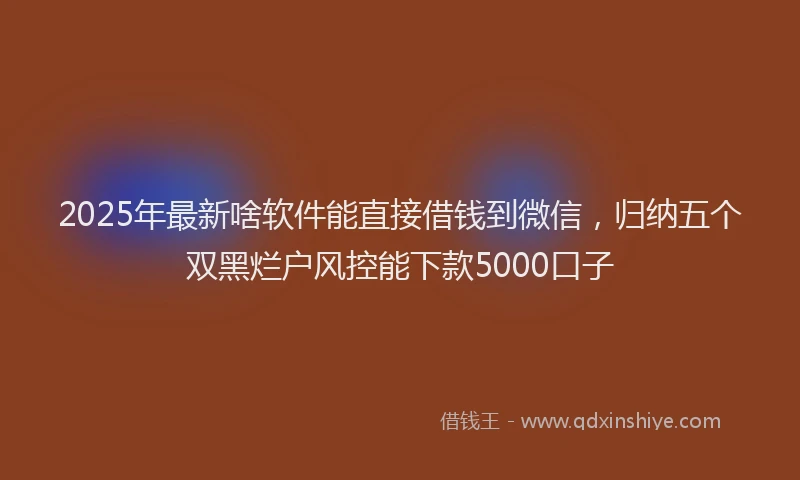 2025年最新啥软件能直接借钱到微信，归纳五个双黑烂户风控能下款5000口子