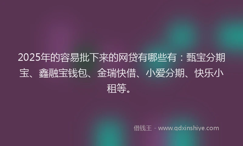 2025年的容易批下来的网贷有哪些有：甄宝分期宝、鑫融宝钱包、金瑞快借、小爱分期、快乐小租等。