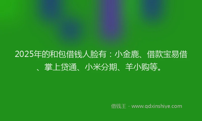 2025年的和包借钱人脸有：小金鹿、借款宝易借、掌上贷通、小米分期、羊小购等。