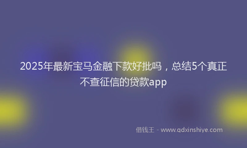 2025年最新宝马金融下款好批吗，总结5个真正不查征信的贷款app