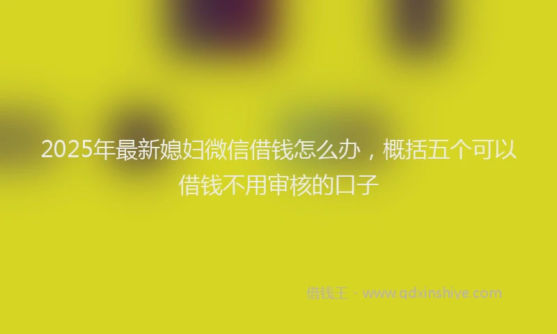 2025年最新媳妇微信借钱怎么办，概括五个可以借钱不用审核的口子