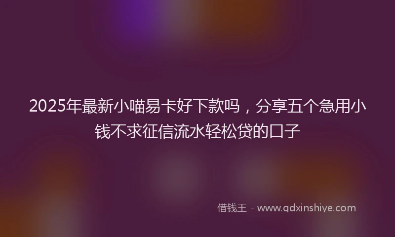 2025年最新小喵易卡好下款吗，分享五个急用小钱不求征信流水轻松贷的口子
