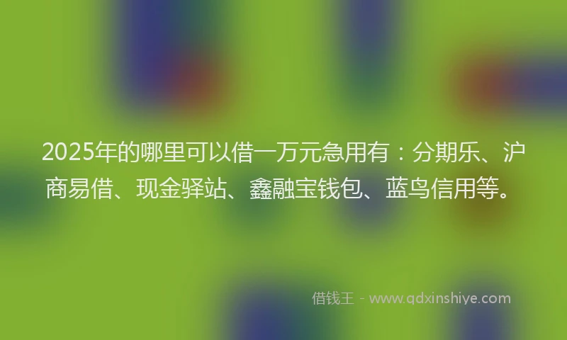 2025年的哪里可以借一万元急用有：分期乐、沪商易借、现金驿站、鑫融宝钱包、蓝鸟信用等。