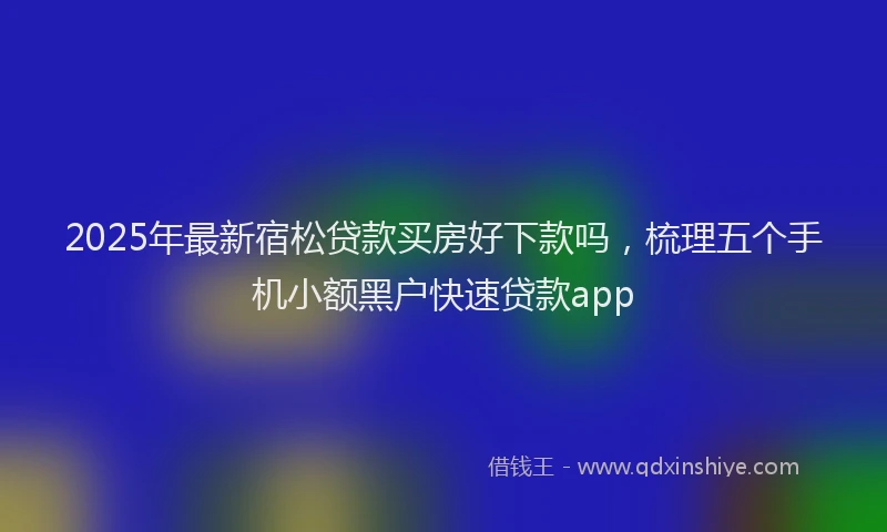 2025年最新宿松贷款买房好下款吗，梳理五个手机小额黑户快速贷款app