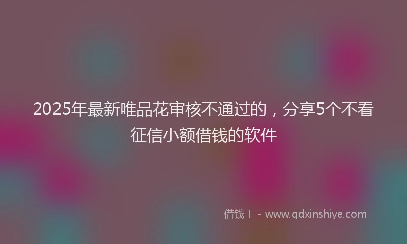 2025年最新唯品花审核不通过的，分享5个不看征信小额借钱的软件
