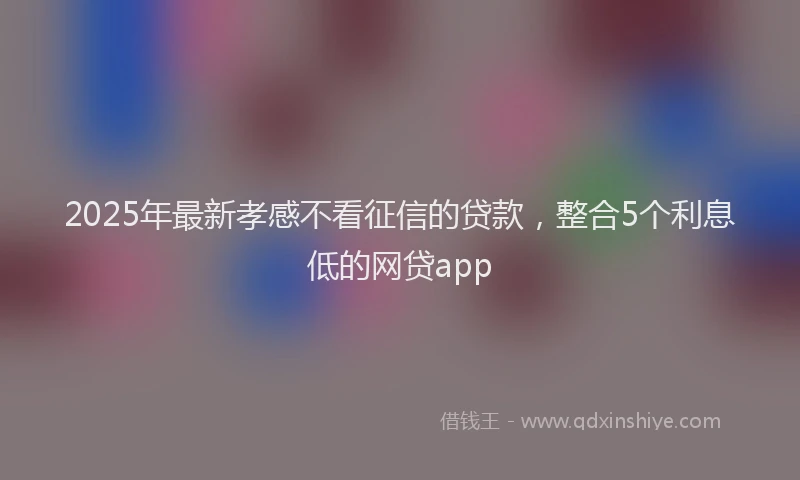 2025年最新孝感不看征信的贷款，整合5个利息低的网贷app
