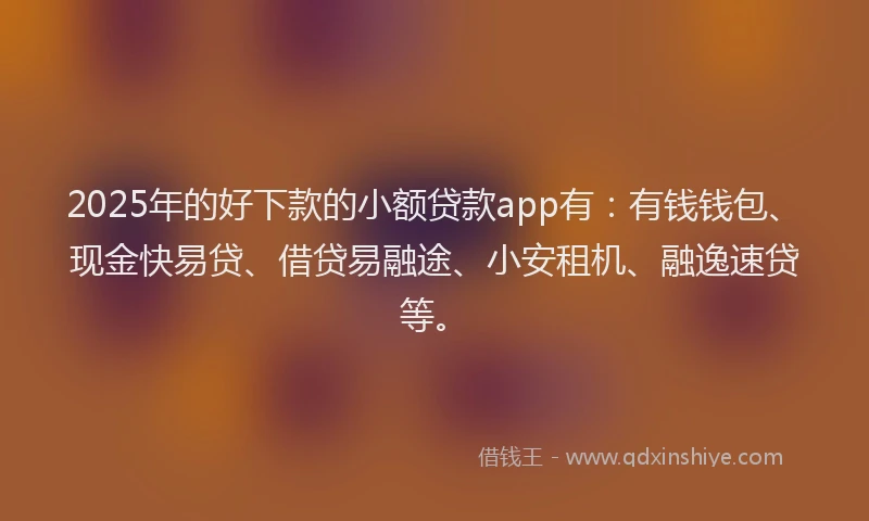 2025年的好下款的小额贷款app有：有钱钱包、现金快易贷、借贷易融途、小安租机、融逸速贷等。