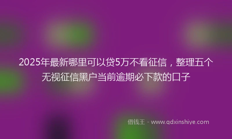 2025年最新哪里可以贷5万不看征信，整理五个无视征信黑户当前逾期必下款的口子