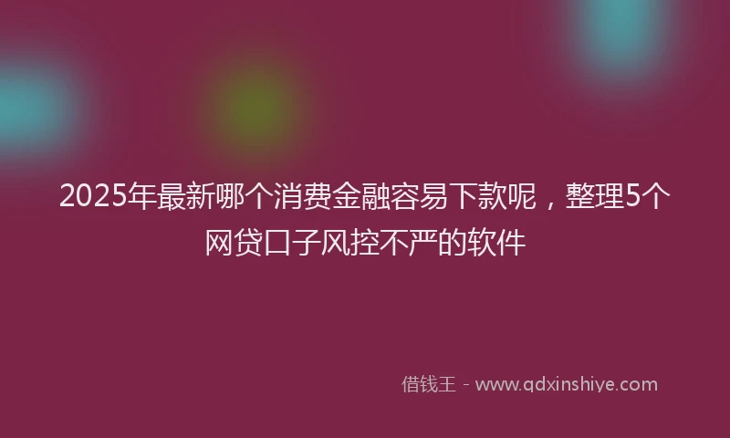 2025年最新哪个消费金融容易下款呢，整理5个网贷口子风控不严的软件