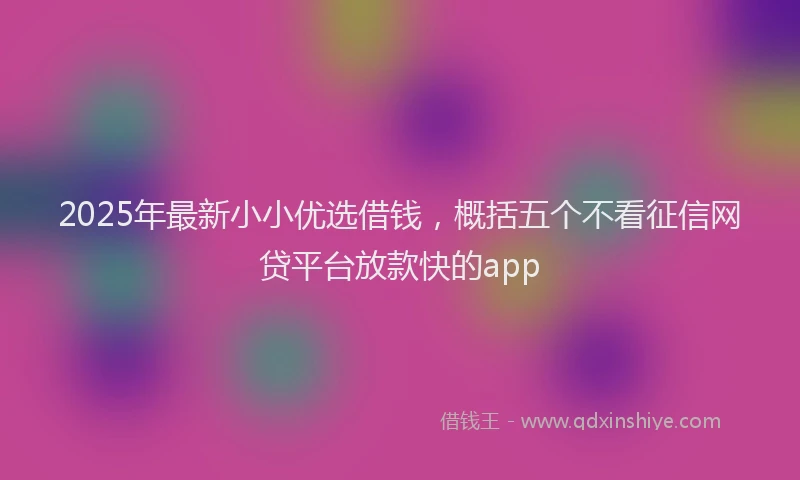 2025年最新小小优选借钱，概括五个不看征信网贷平台放款快的app