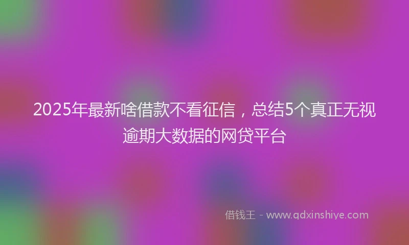 2025年最新啥借款不看征信，总结5个真正无视逾期大数据的网贷平台