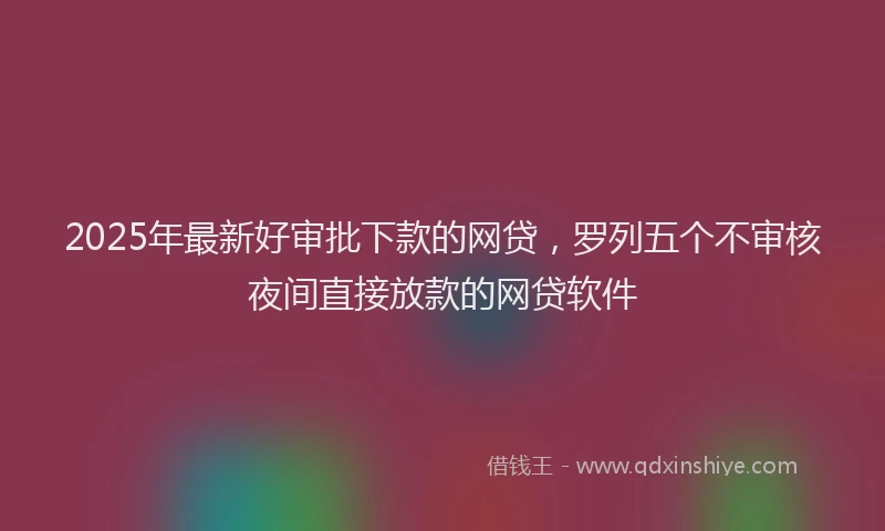 2025年最新好审批下款的网贷，罗列五个不审核夜间直接放款的网贷软件