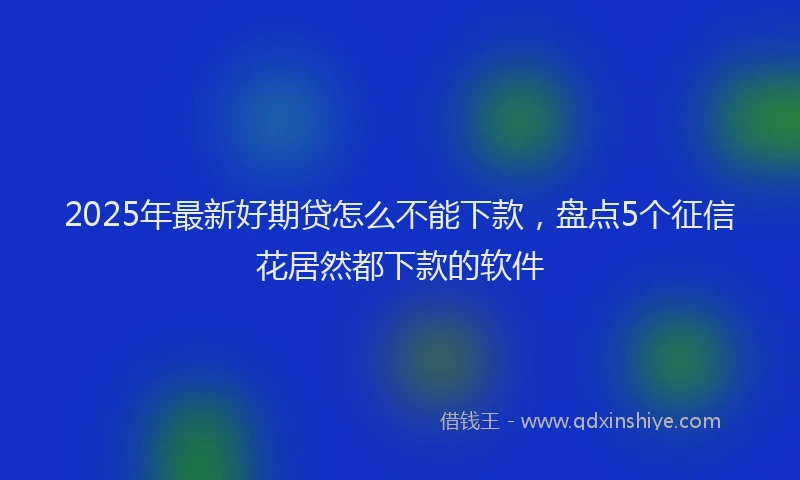 2025年最新好期贷怎么不能下款，盘点5个征信花居然都下款的软件