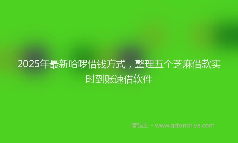 2025年最新哈啰借钱方式，整理五个芝麻借款实时到账速借软件