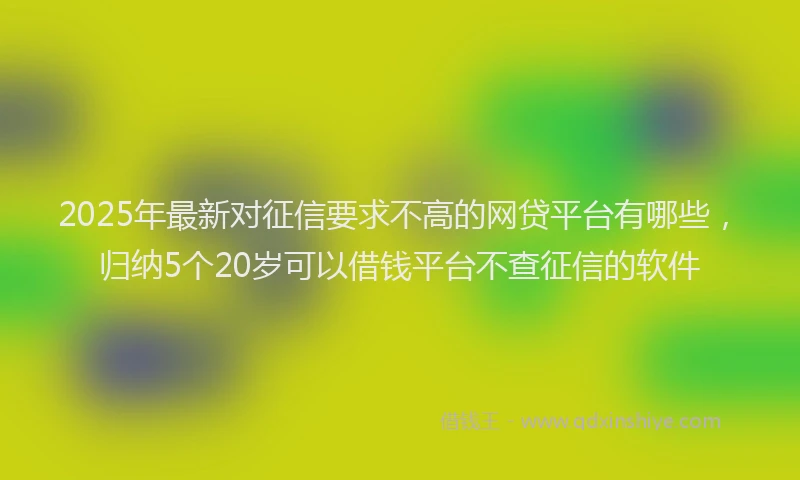 2025年最新对征信要求不高的网贷平台有哪些，归纳5个20岁可以借钱平台不查征信的软件