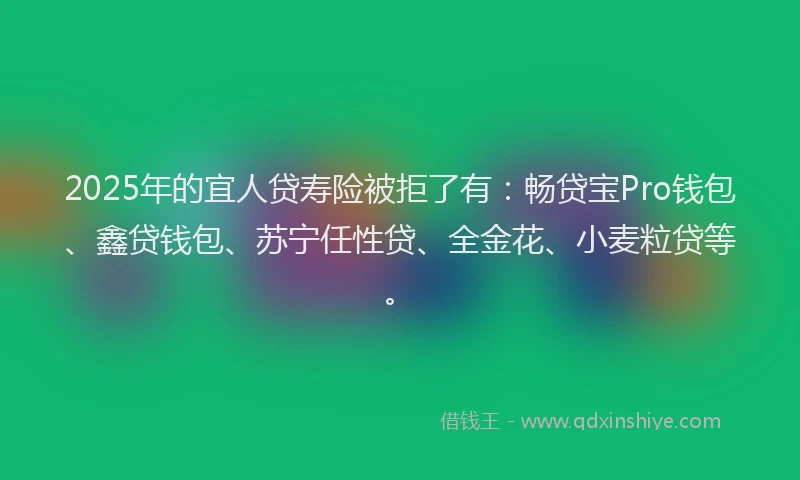 2025年的宜人贷寿险被拒了有：畅贷宝Pro钱包、鑫贷钱包、苏宁任性贷、全金花、小麦粒贷等。