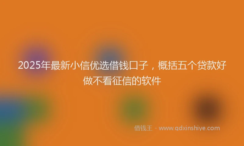 2025年最新小信优选借钱口子，概括五个贷款好做不看征信的软件