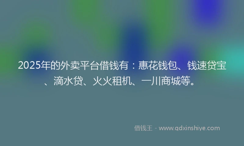2025年的外卖平台借钱有：惠花钱包、钱速贷宝、滴水贷、火火租机、一川商城等。