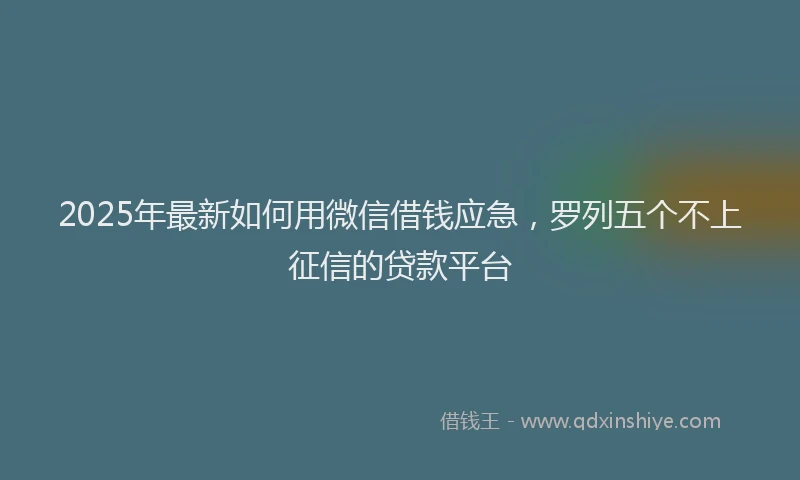 2025年最新如何用微信借钱应急，罗列五个不上征信的贷款平台