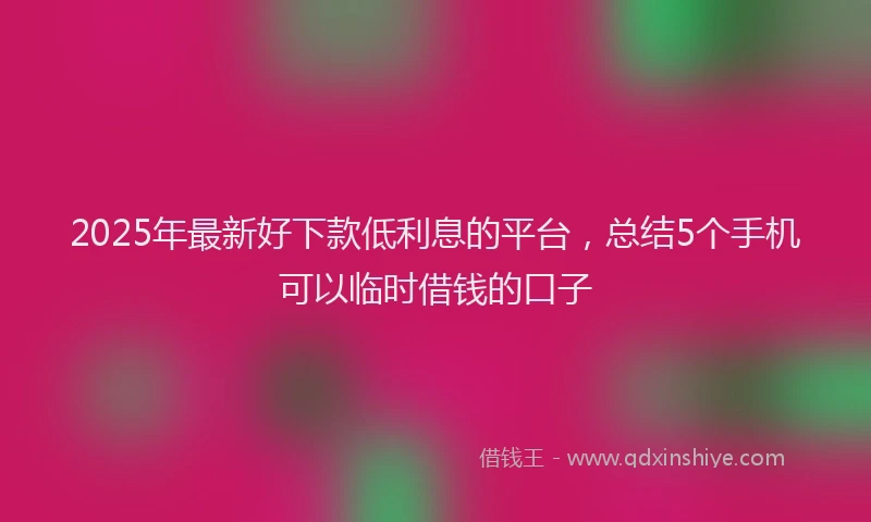 2025年最新好下款低利息的平台，总结5个手机可以临时借钱的口子