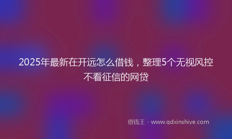 2025年最新在开远怎么借钱，整理5个无视风控不看征信的网贷