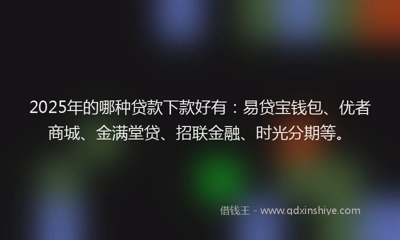 2025年的哪种贷款下款好有：易贷宝钱包、优者商城、金满堂贷、招联金融、时光分期等。