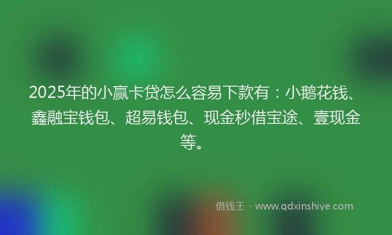 2025年的小赢卡贷怎么容易下款有：小鹅花钱、鑫融宝钱包、超易钱包、现金秒借宝途、壹现金等。