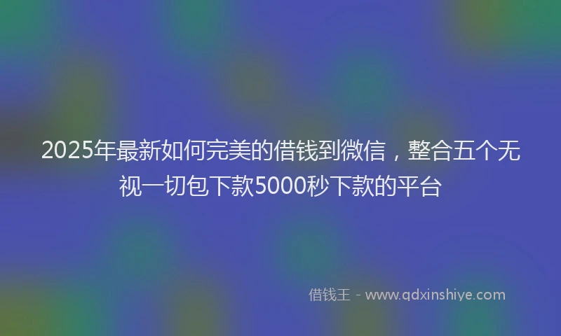 2025年最新如何完美的借钱到微信，整合五个无视一切包下款5000秒下款的平台