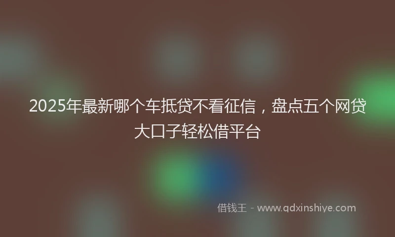 2025年最新哪个车抵贷不看征信，盘点五个网贷大口子轻松借平台
