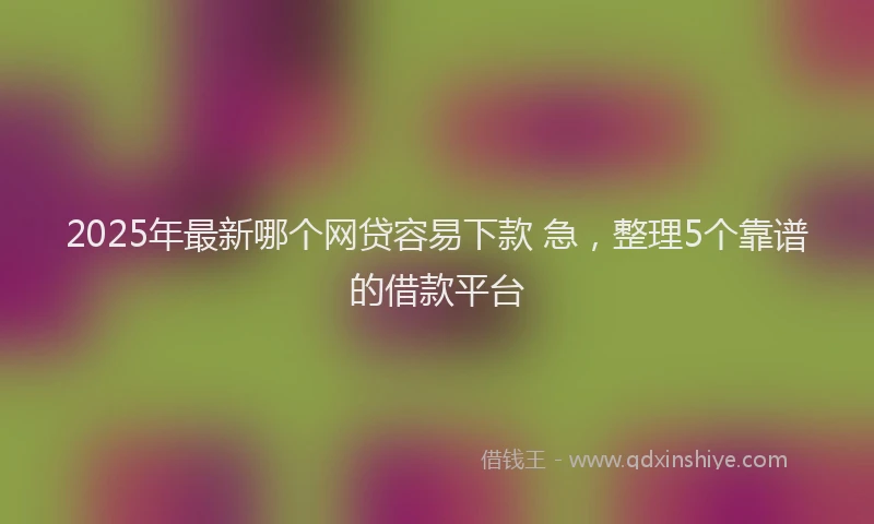 2025年最新哪个网贷容易下款 急，整理5个靠谱的借款平台