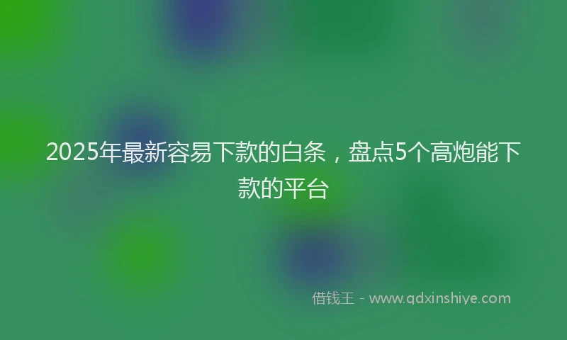 2025年最新容易下款的白条，盘点5个高炮能下款的平台