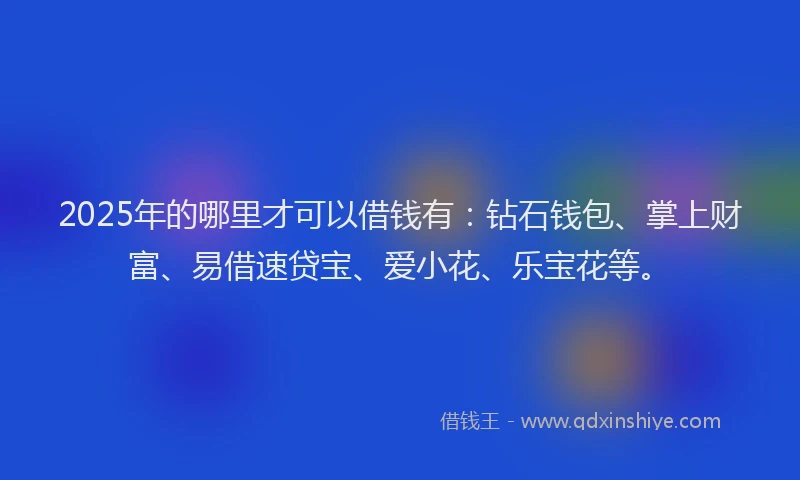 2025年的哪里才可以借钱有：钻石钱包、掌上财富、易借速贷宝、爱小花、乐宝花等。