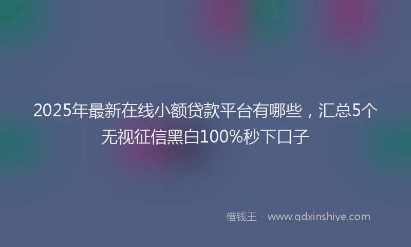 2025年最新在线小额贷款平台有哪些，汇总5个无视征信黑白100%秒下口子