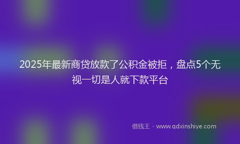 2025年最新商贷放款了公积金被拒，盘点5个无视一切是人就下款平台