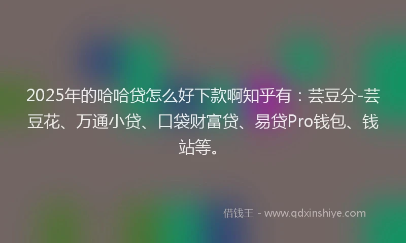 2025年的哈哈贷怎么好下款啊知乎有：芸豆分-芸豆花、万通小贷、口袋财富贷、易贷Pro钱包、钱站等。