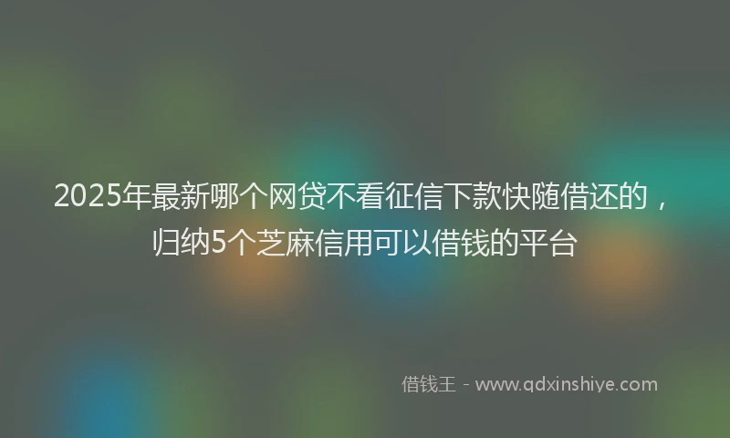 2025年最新哪个网贷不看征信下款快随借还的，归纳5个芝麻信用可以借钱的平台