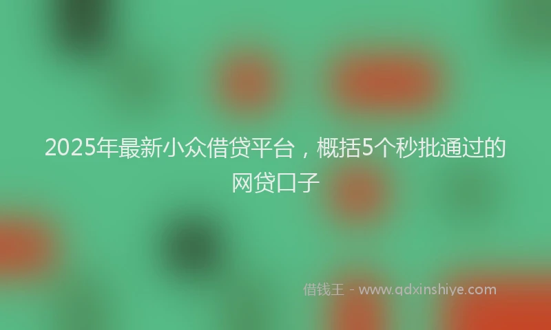 2025年最新小众借贷平台，概括5个秒批通过的网贷口子